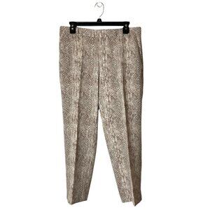Avery Brown And Ivory Python Snakeskin Print Mid Rise‎ Cropped Pants Size 32